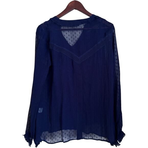 SUNDANCE Blue Rayon Swiss Dot Lace Blouse w/ Tank Top Liner Women's Small - Picture 2 of 8